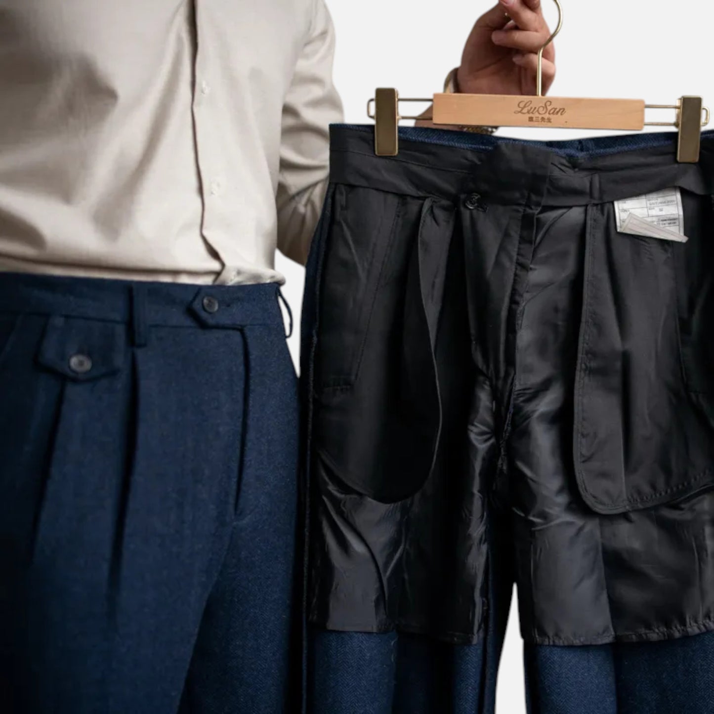 Morani | Men’s Wool Herringbone Trousers