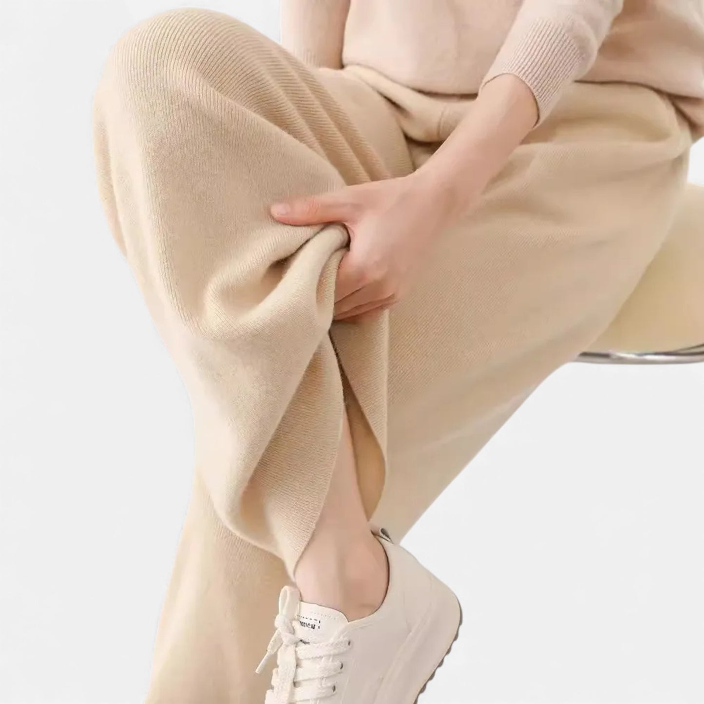 Morani | Women’s High-Waist Bouclé Knit Trousers