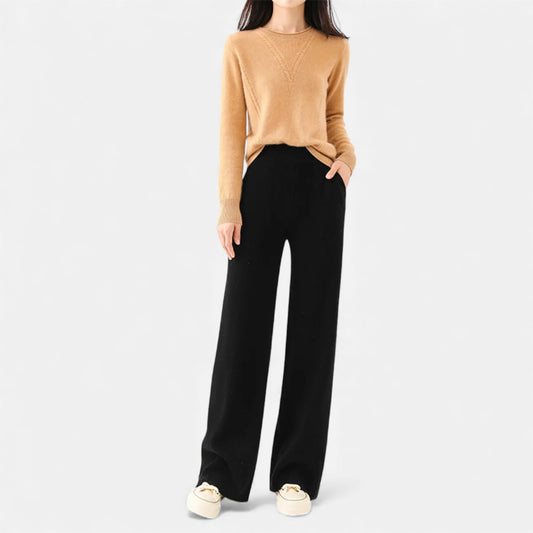 Morani | Women’s High-Waist Bouclé Knit Trousers