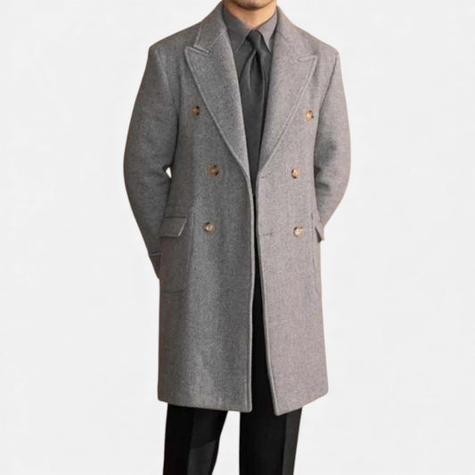 Morani | Men’s Tweed Cashmere Double-Breasted Overcoat