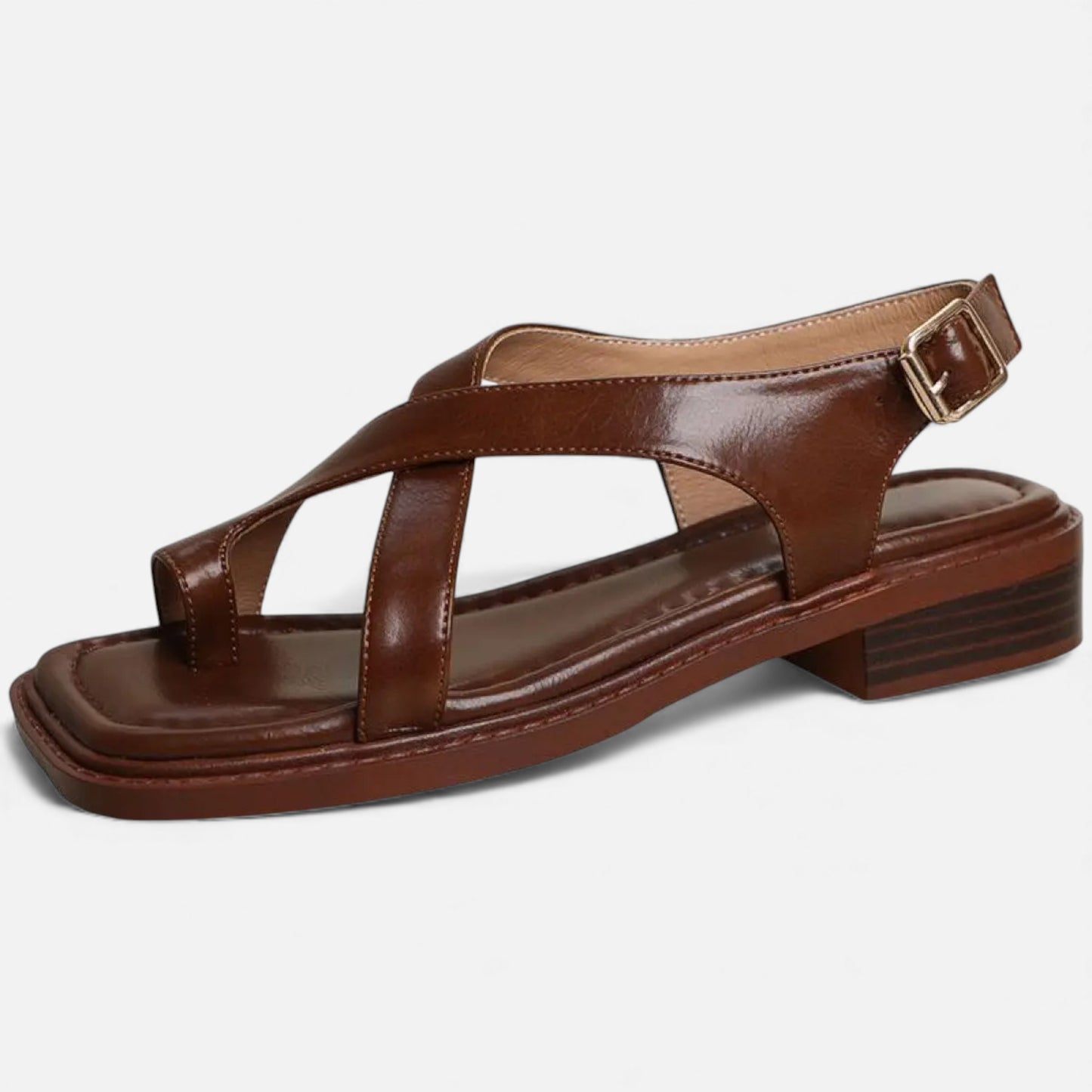 Morani | Women’s Heritage Brown Leather Toe‑Ring Sandals