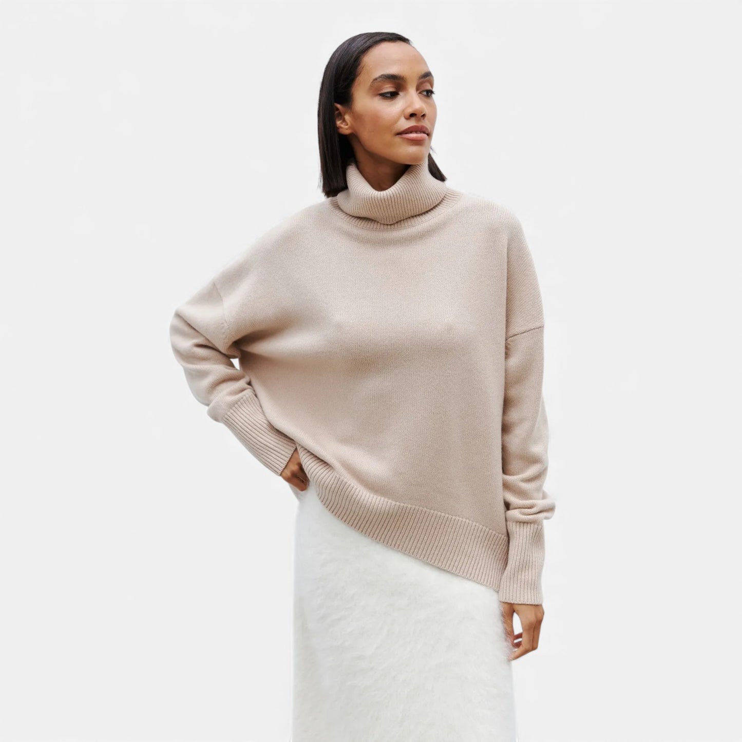 Morani | Women’s High‑Collar Heritage Knit Sweater