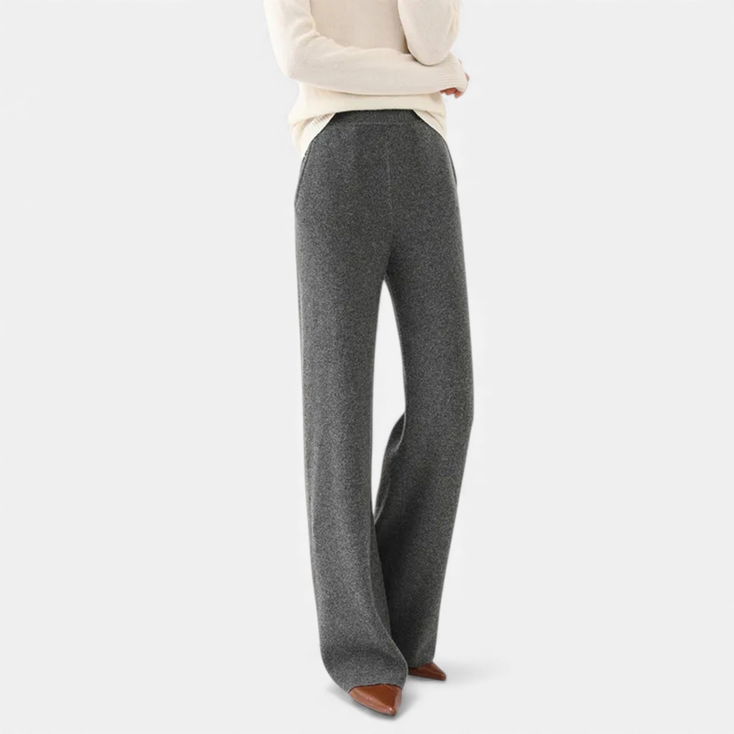 Morani | Women’s High-Waist Bouclé Knit Trousers