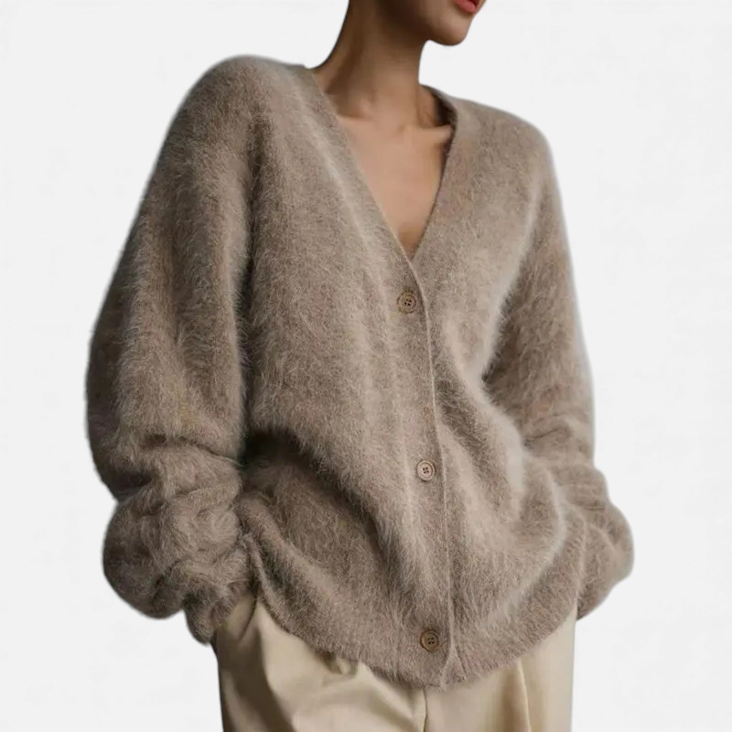 Morani | Women’s Mink‑Pile V‑Neck Cardigan