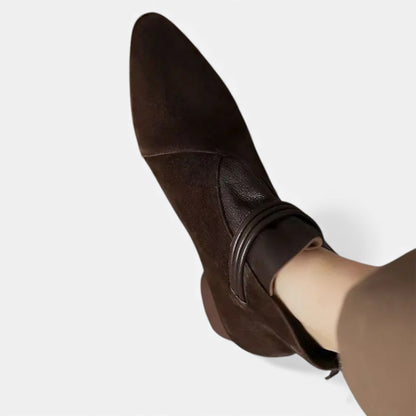 Morani | Women’s Leather Ruffled Ankle Boots – Heritage Pointed Toe