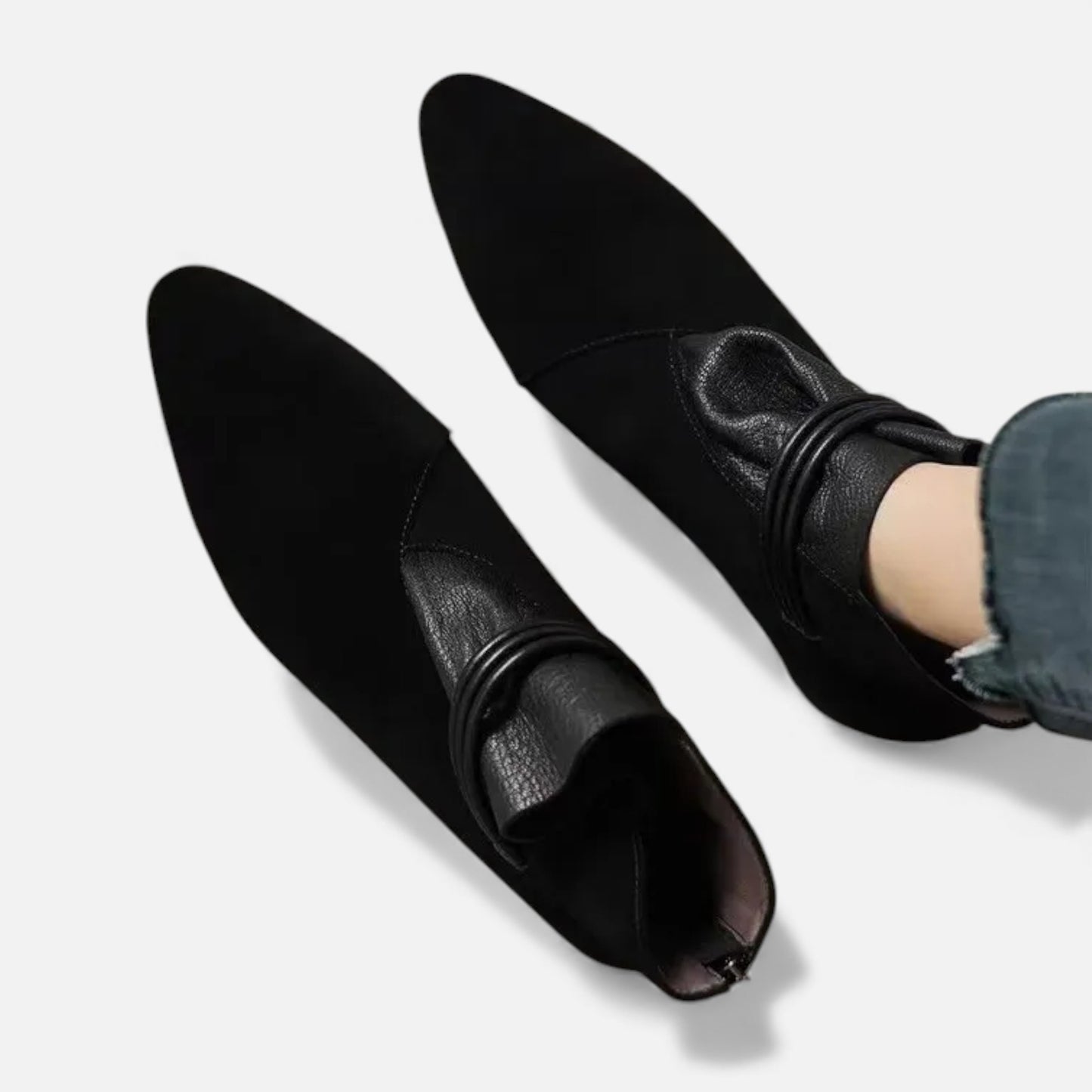 Morani | Women’s Leather Ruffled Ankle Boots – Heritage Pointed Toe