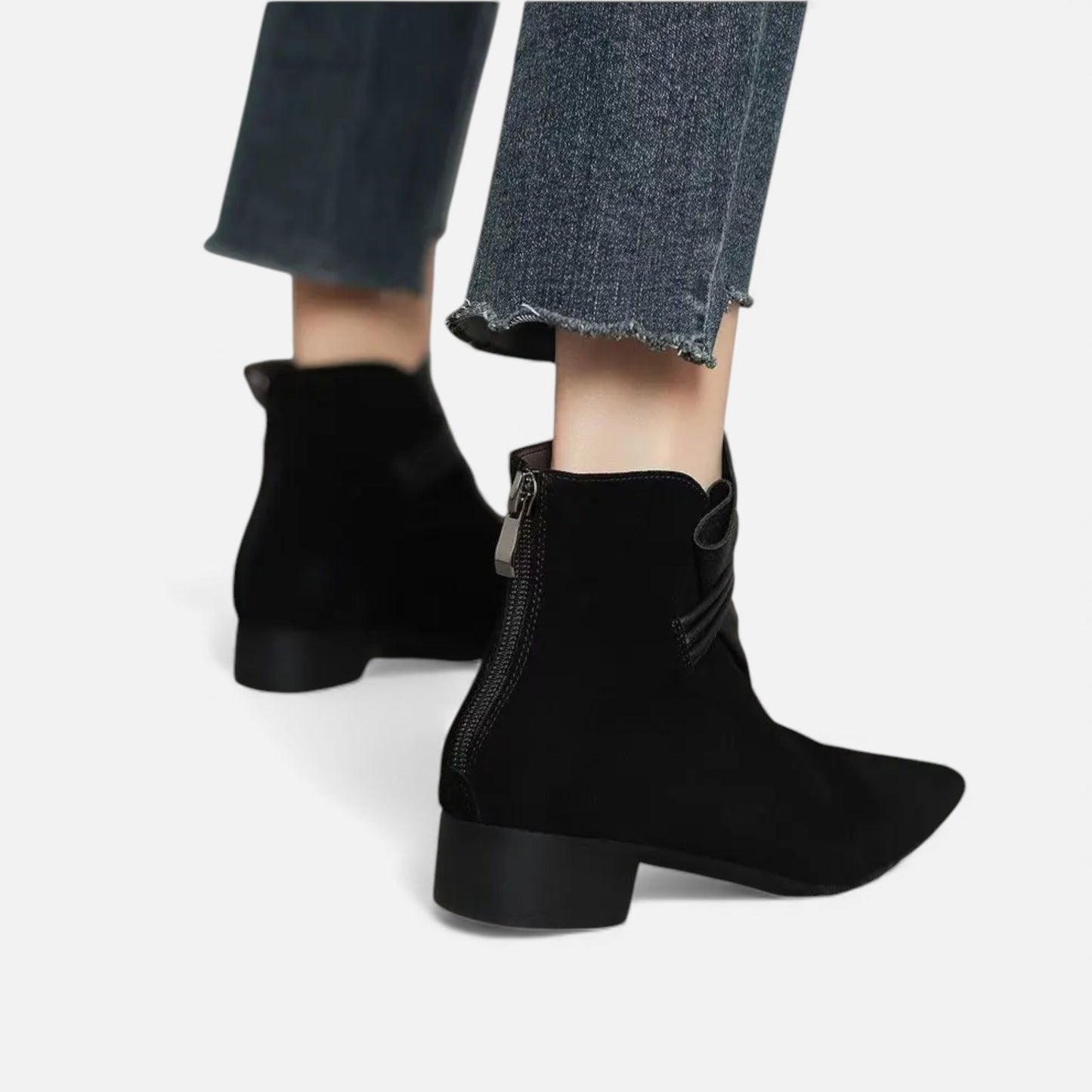 Morani | Women’s Leather Ruffled Ankle Boots – Heritage Pointed Toe