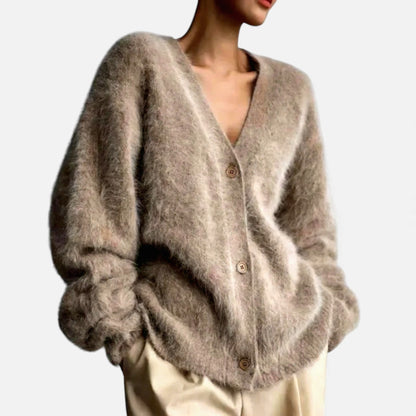 Morani | Women’s Mink‑Pile V‑Neck Cardigan