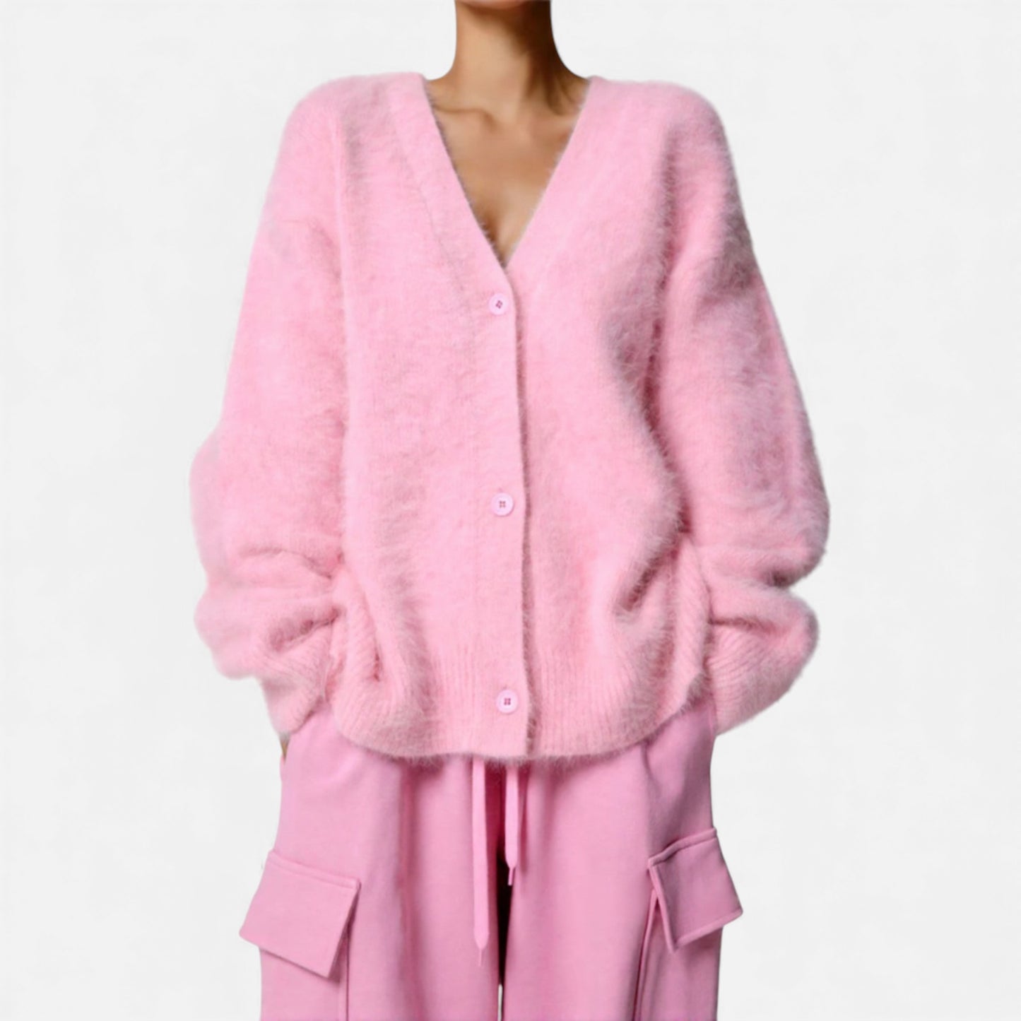 Morani | Women’s Mink‑Pile V‑Neck Cardigan