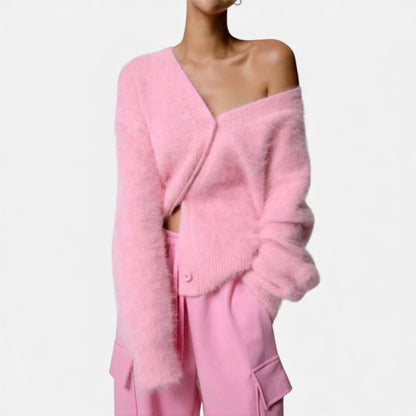 Morani | Women’s Mink‑Pile V‑Neck Cardigan