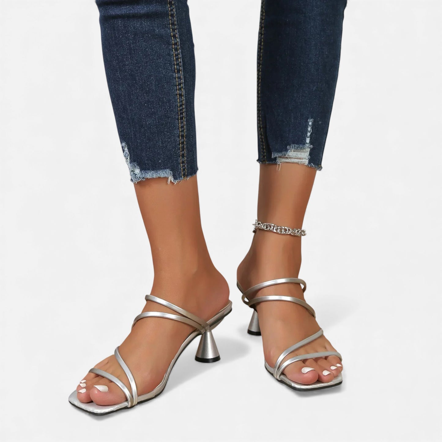 Morani | Women’s Square‑Toe Satin Mule Pumps