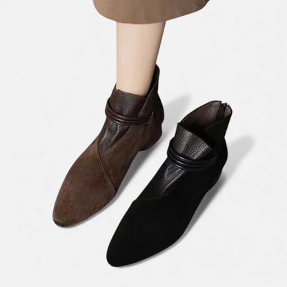 Morani | Women’s Leather Ruffled Ankle Boots – Heritage Pointed Toe