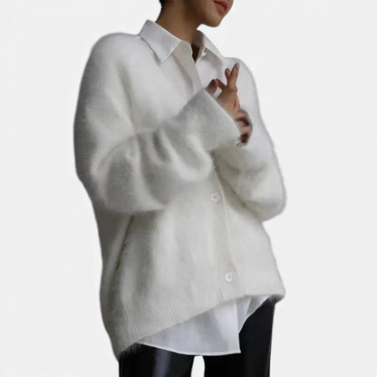 Morani | Women’s Mink‑Pile V‑Neck Cardigan