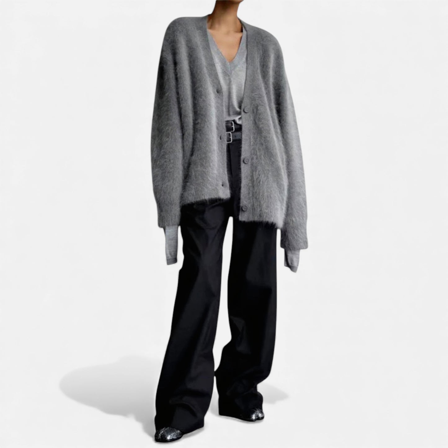 Morani | Women’s Mink‑Pile V‑Neck Cardigan