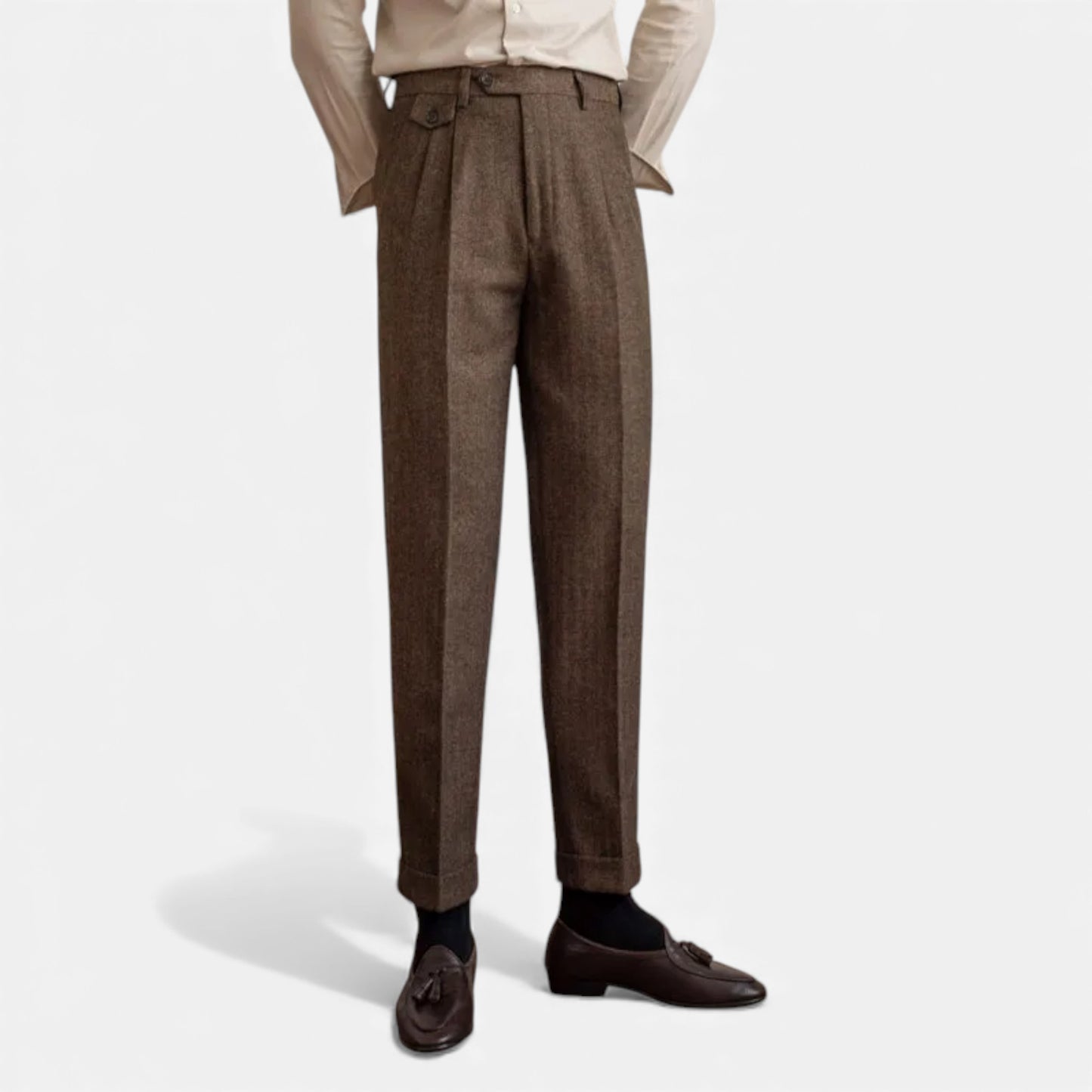Morani | Men’s Wool Herringbone Trousers