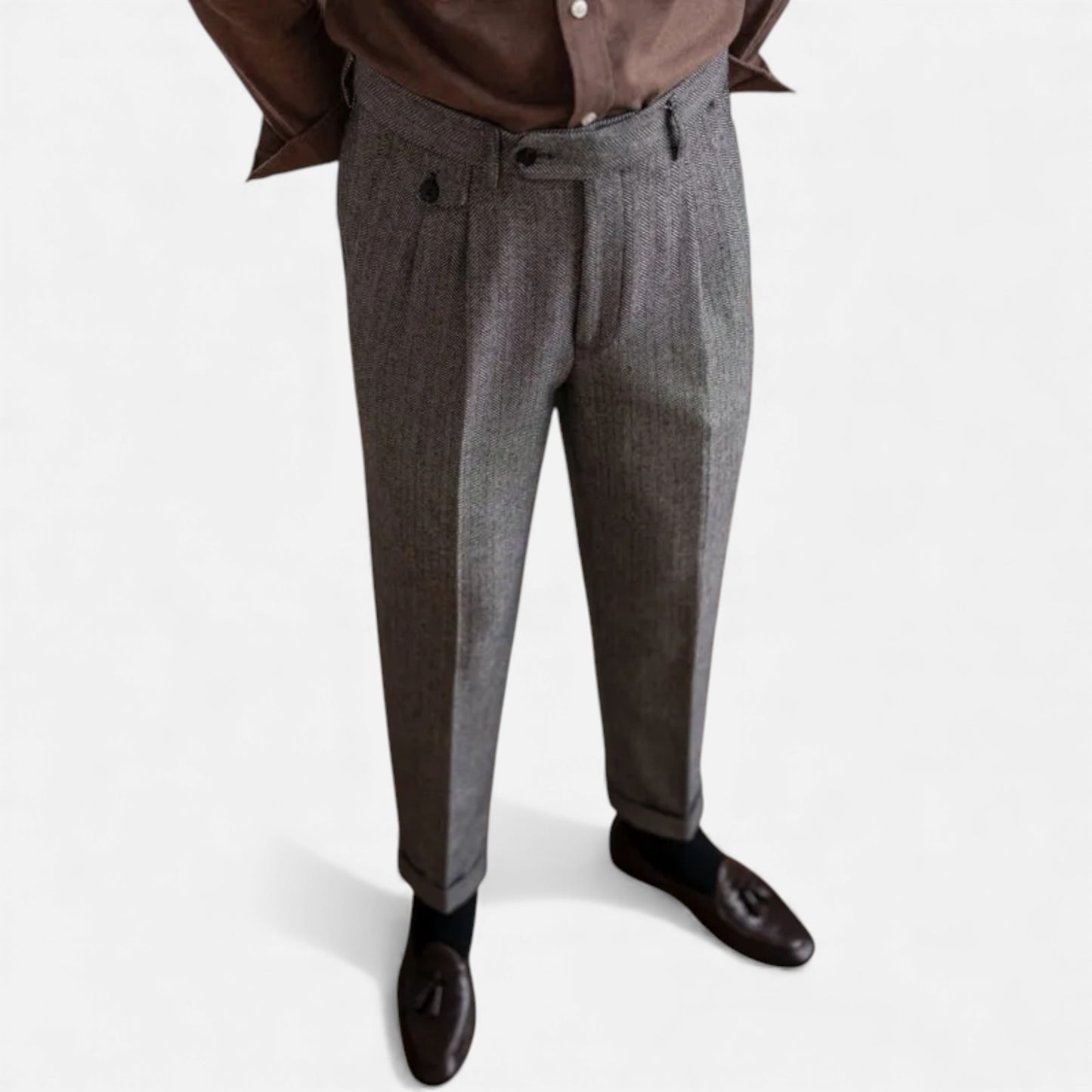 Morani | Men’s Wool Herringbone Trousers