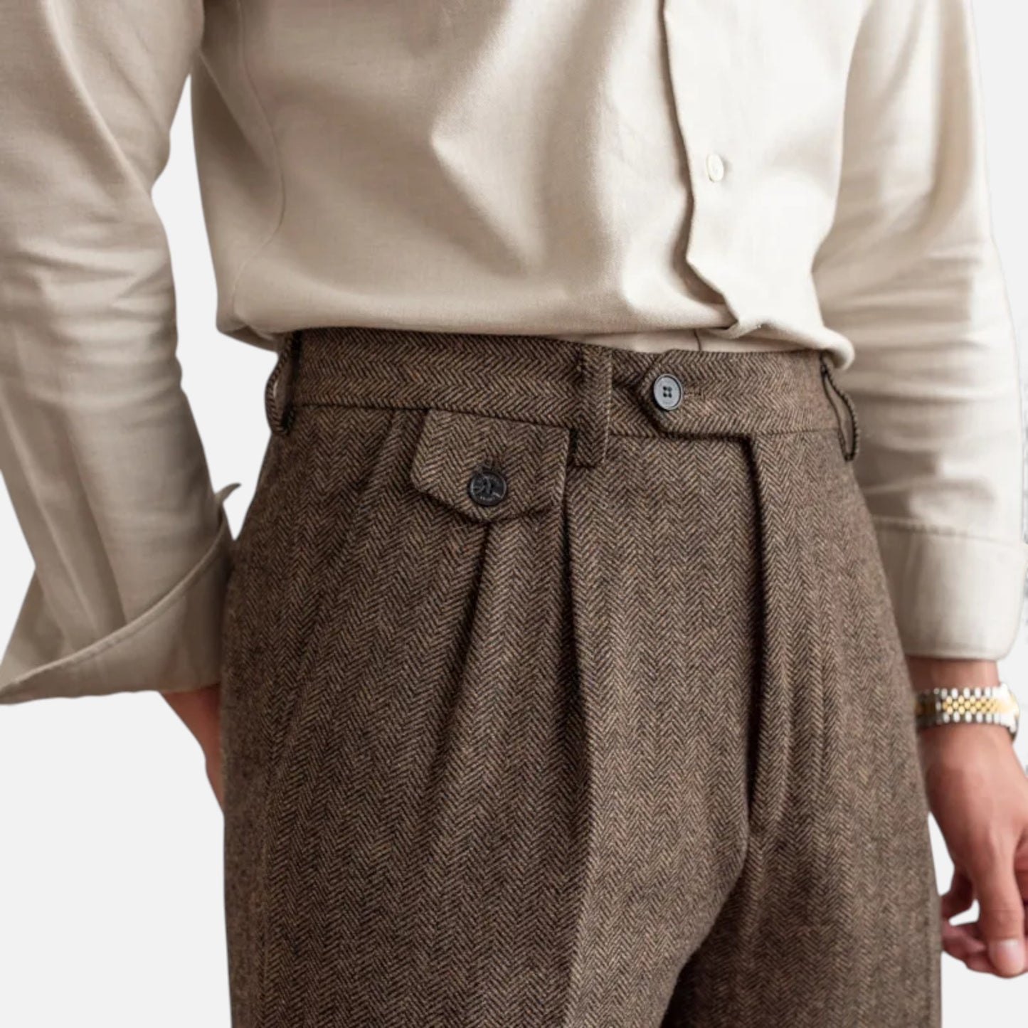 Morani | Men’s Wool Herringbone Trousers