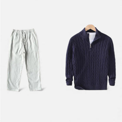 Morani | Men’s Zip‑Knitted Heritage Sweater