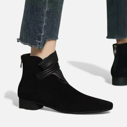 Morani | Women’s Leather Ruffled Ankle Boots – Heritage Pointed Toe