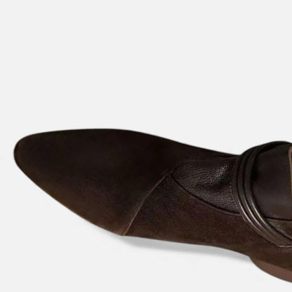 Morani | Women’s Leather Ruffled Ankle Boots – Heritage Pointed Toe