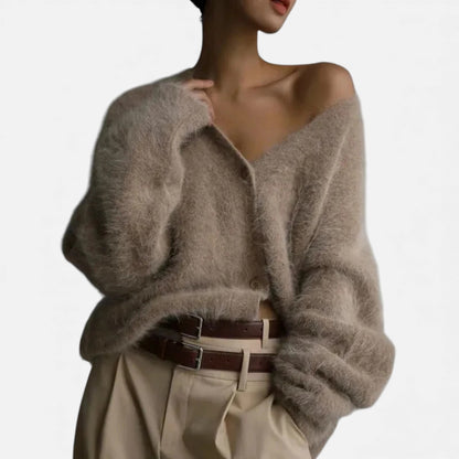Morani | Women’s Mink‑Pile V‑Neck Cardigan