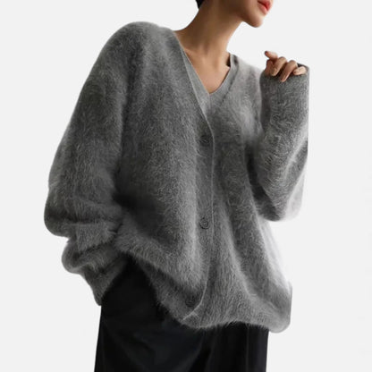 Morani | Women’s Mink‑Pile V‑Neck Cardigan