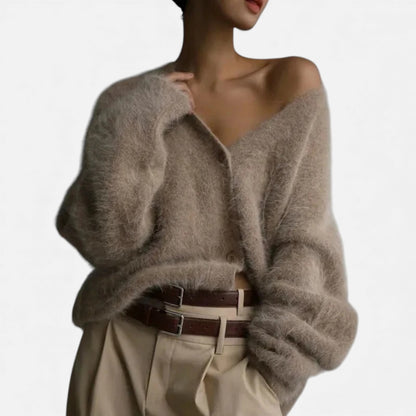 Morani | Women’s Mink‑Pile V‑Neck Cardigan