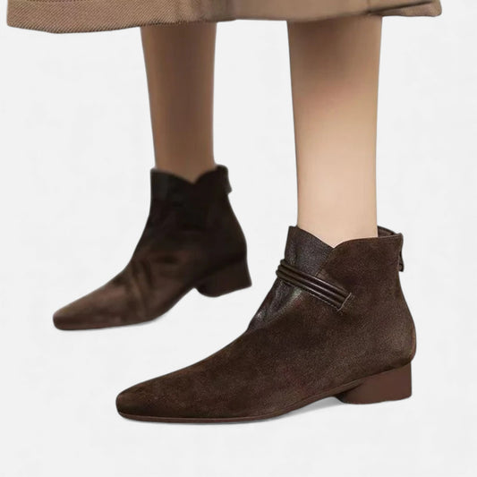 Morani | Women’s Leather Ruffled Ankle Boots – Heritage Pointed Toe