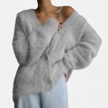 Morani | Women’s Mink‑Pile V‑Neck Cardigan