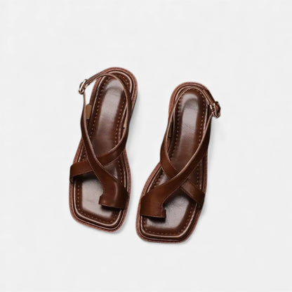 Morani | Women’s Heritage Brown Leather Toe‑Ring Sandals