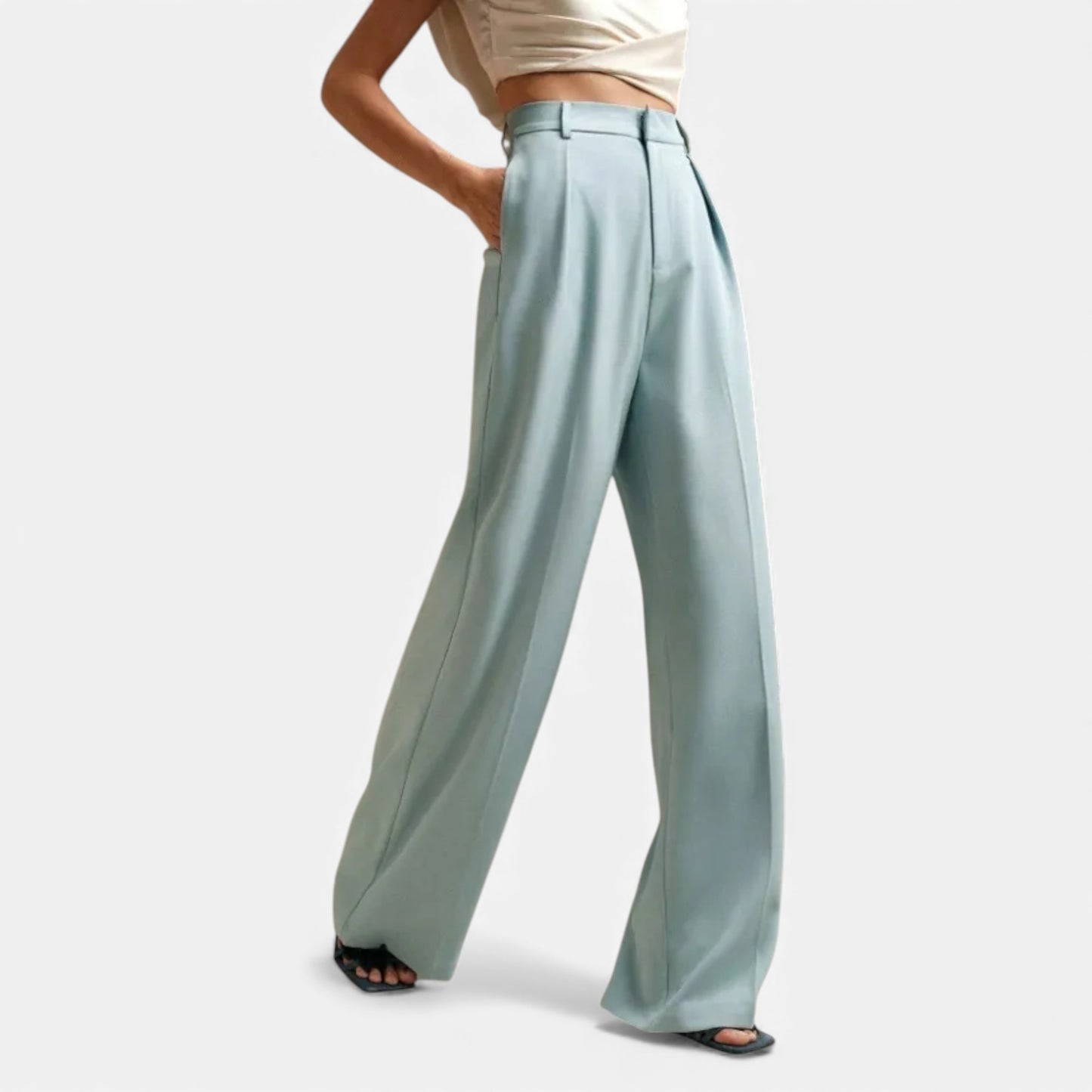 Morani | Women’s High-Rise Draped Wide-Leg Trousers