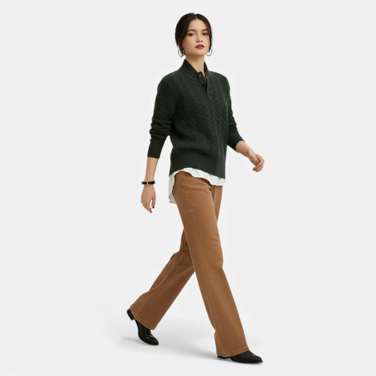 Morani | Women’s Twisted‑Stitch Heritage Knit Sweater