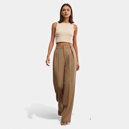Morani | Women’s High-Rise Draped Wide-Leg Trousers