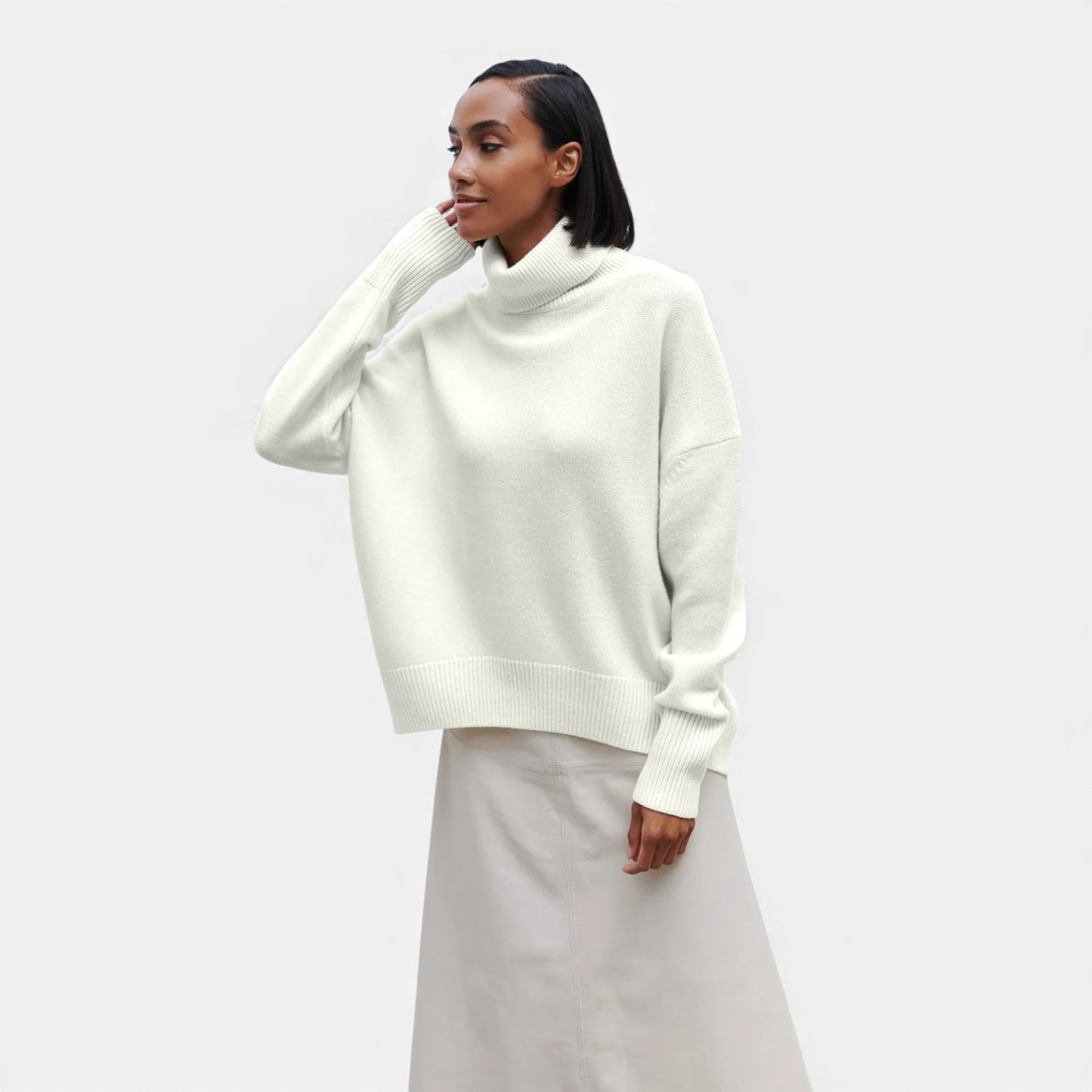 Morani | Women’s High‑Collar Heritage Knit Sweater