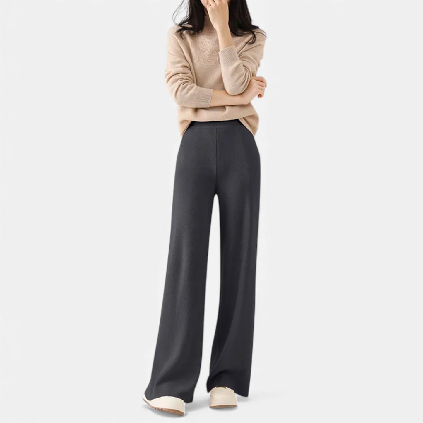 Morani | Women’s High-Waist Bouclé Knit Trousers